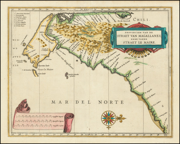 44-Polar Maps, Argentina and Chile Map By Joannes De Laet