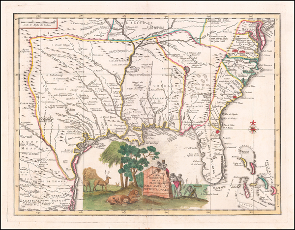 22-Florida, South, Southeast and Texas Map By Giambattista Albrizzi