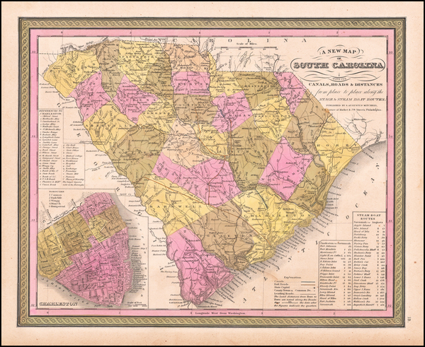 88-South Carolina Map By Samuel Augustus Mitchell