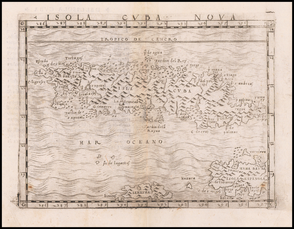 23-Cuba, Jamaica and Other Islands Map By Giacomo Gastaldi