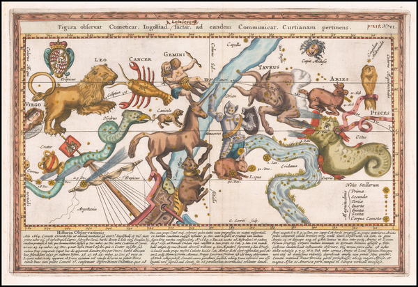 54-Celestial Maps Map By Stanislaus Lubieniecki