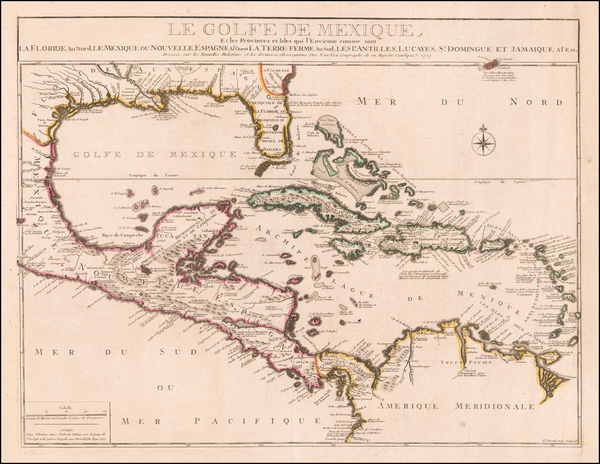 13-Florida, South, Southeast, Texas and Caribbean Map By Nicolas de Fer