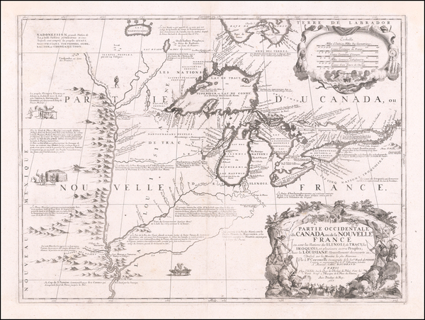 18-United States, Midwest, Plains, Rocky Mountains and Canada Map By Vincenzo Maria Coronelli / Je