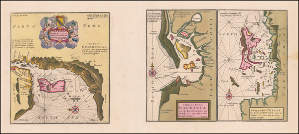 64-Chile and Peru & Ecuador Map By Herman Moll