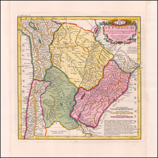 48-Argentina, Chile and Paraguay & Bolivia Map By Jean-Baptiste Bourguignon d'Anville