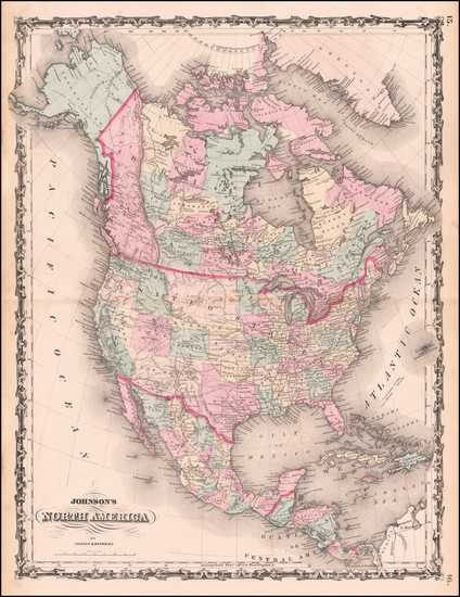 98-North America Map By Alvin Jewett Johnson