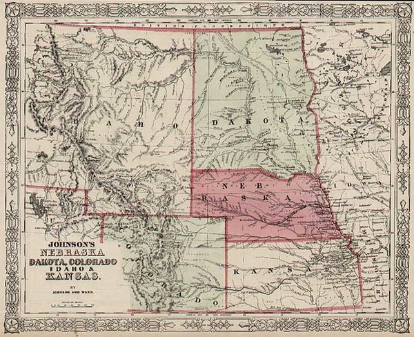 100-Midwest, Plains and Rocky Mountains Map By Benjamin P Ward  &  Alvin Jewett Johnson