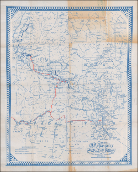 92-Utah, Nevada, Idaho, Montana, Utah and Washington Map By Great Shoshone and Twin Falls Water Po