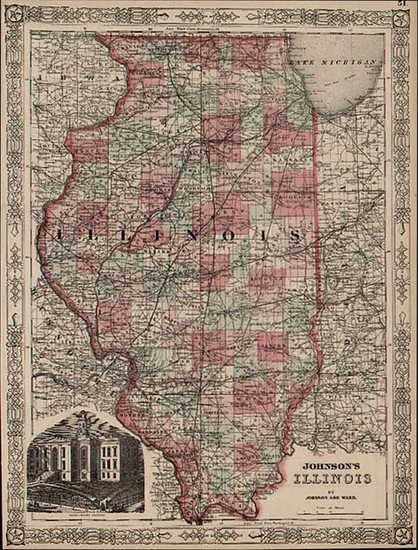 71-Midwest Map By Benjamin P Ward  &  Alvin Jewett Johnson