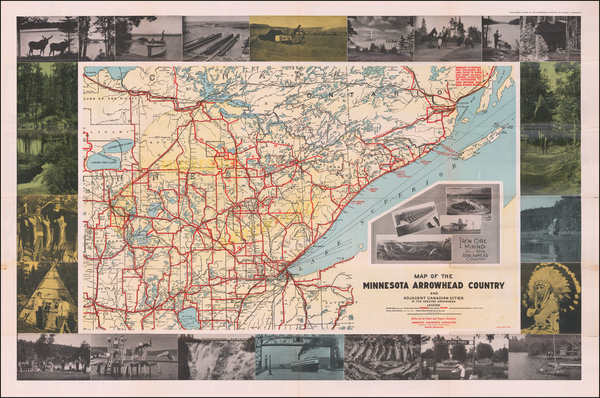 73-Minnesota and Pictorial Maps Map By Minnesota Arrowhead Association