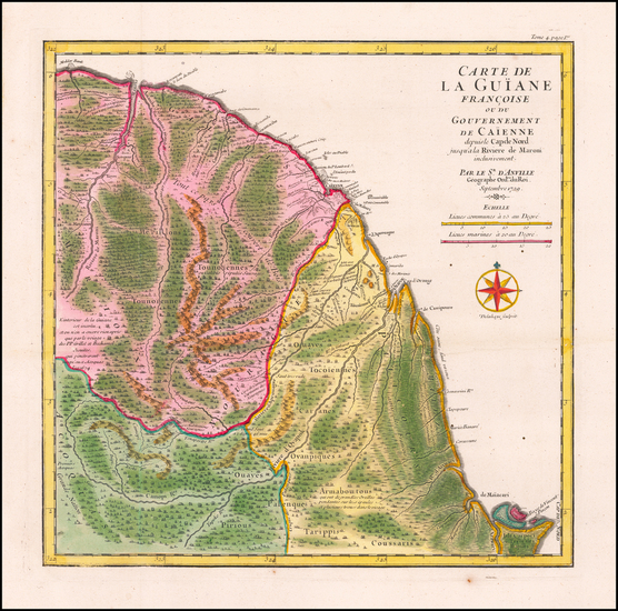 80-Guianas & Suriname Map By Jean-Baptiste Bourguignon d'Anville