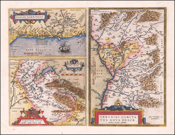 28-Switzerland and France Map By Abraham Ortelius