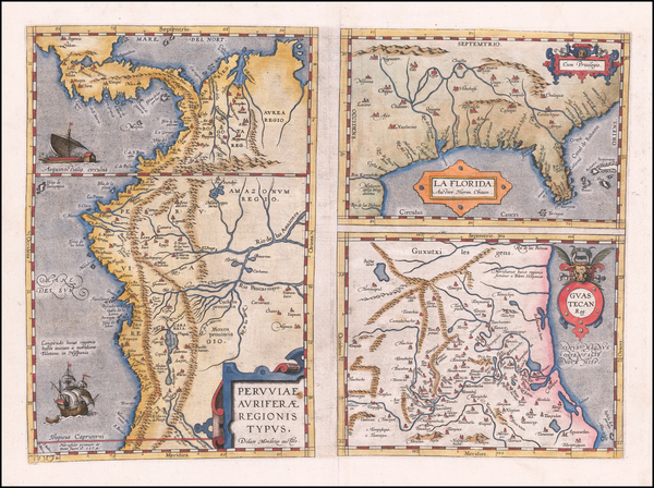 85-Florida, South and Southeast Map By Abraham Ortelius