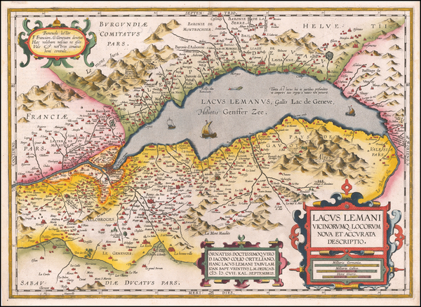 71-Switzerland and France Map By Abraham Ortelius