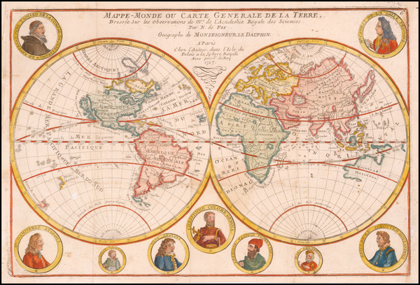 52-World and California as an Island Map By Nicolas de Fer