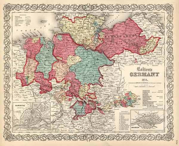 43-Europe, Baltic Countries and Germany Map By Joseph Hutchins Colton