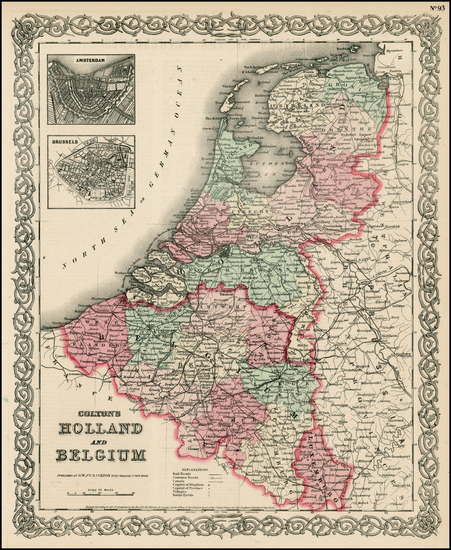 49-Europe and Netherlands Map By Joseph Hutchins Colton