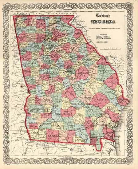 87-Southeast Map By Joseph Hutchins Colton