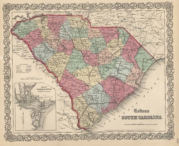 97-Southeast Map By Joseph Hutchins Colton