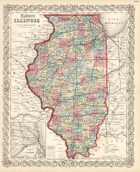 42-Midwest Map By Joseph Hutchins Colton