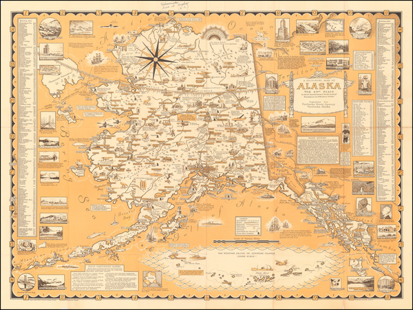 3-Alaska and Pictorial Maps Map By Ernest Dudley Chase
