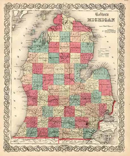 62-Midwest Map By Joseph Hutchins Colton