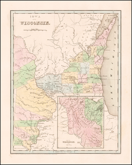 69-Midwest, Wisconsin, Plains and Iowa Map By Thomas Gamaliel Bradford