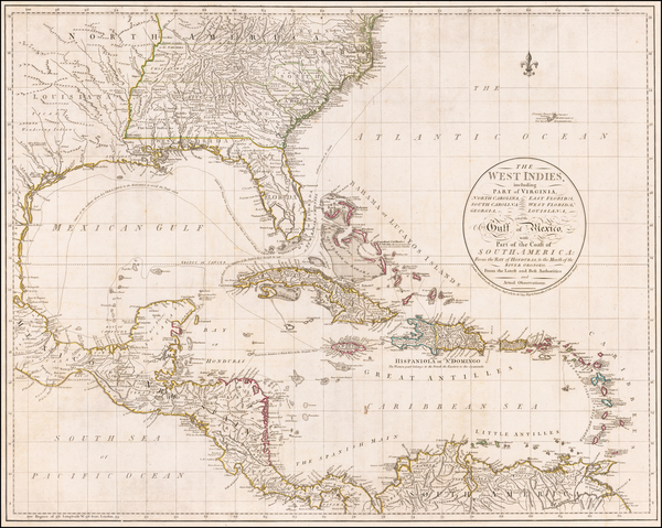 48-Florida, South, Southeast, Caribbean and Central America Map By John Cary