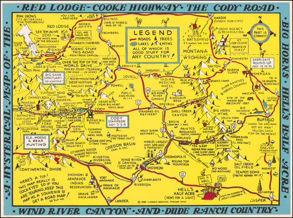 39-Montana, Wyoming and Pictorial Maps Map By Lindgren Brothers