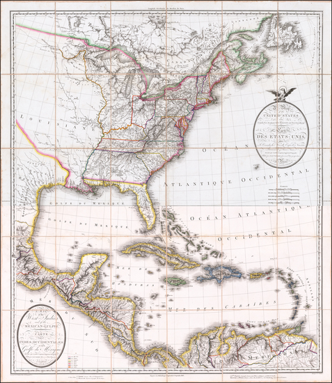 13-United States, Mexico, Caribbean and Central America Map By Pierre Antoine Tardieu