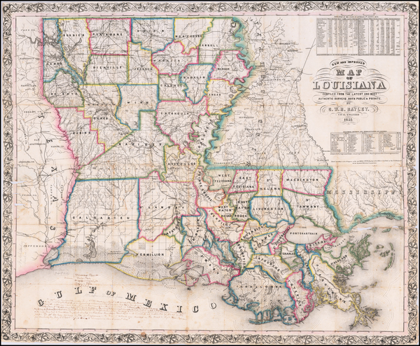 43-Louisiana and Mississippi Map By G. W. R. Bayley