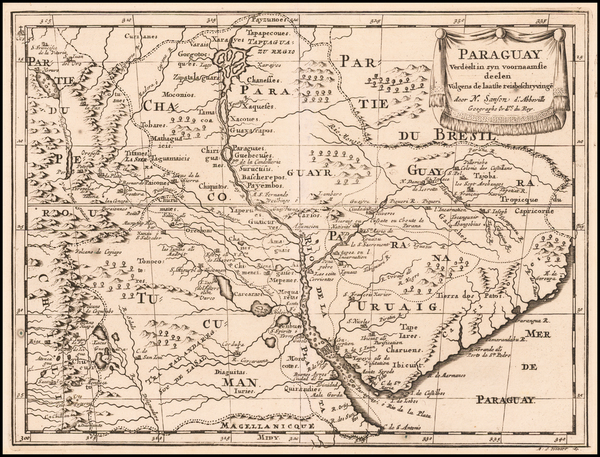 56-Argentina, Brazil, Paraguay & Bolivia and Uruguay Map By Nicolas Sanson