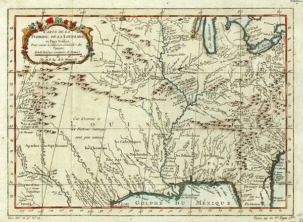 64-South, Southeast, Midwest and Southwest Map By Jacques Nicolas Bellin