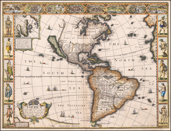 4-California as an Island and America Map By John Speed