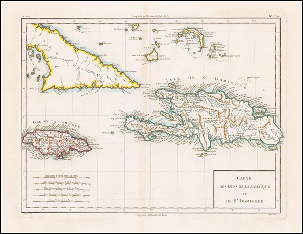 12-Cuba, Jamaica and Hispaniola Map By Mentelle  &  Pierre-Gilles Chanlaire