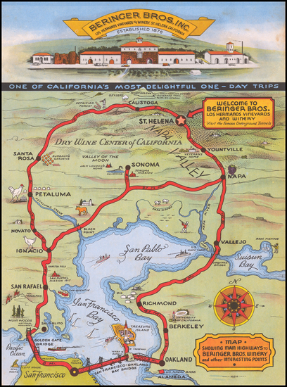 4-Pictorial Maps and California Map By Koersch Co.