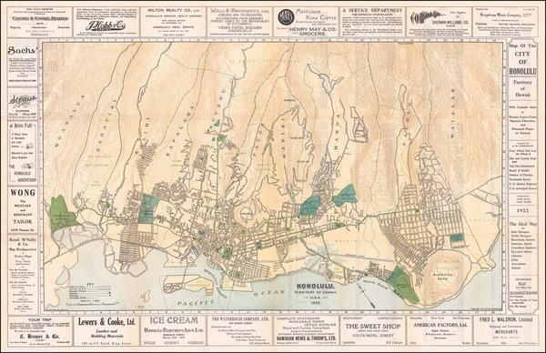 30-Hawaii and Hawaii Map By H. M. Underwood