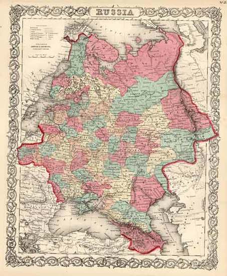 56-Europe and Russia Map By Joseph Hutchins Colton