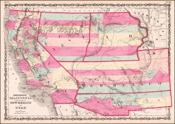 67-Southwest, Arizona, Utah, Nevada, New Mexico, Rocky Mountains, Utah and California Map By Alvin