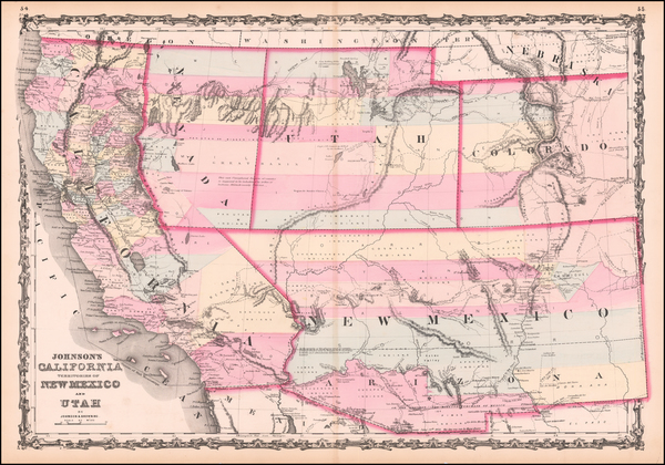 17-Southwest, Arizona, Utah, Nevada, New Mexico, Rocky Mountains, Utah and California Map By Alvin