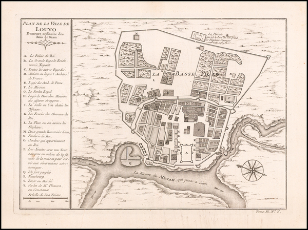 47-Thailand, Cambodia, Vietnam Map By Jacques Nicolas Bellin