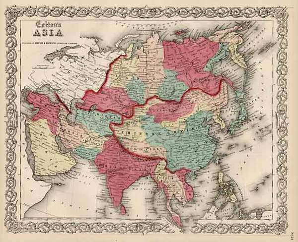 63-Asia and Asia Map By Joseph Hutchins Colton