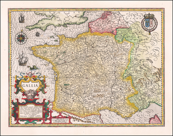 57-France Map By Jodocus Hondius