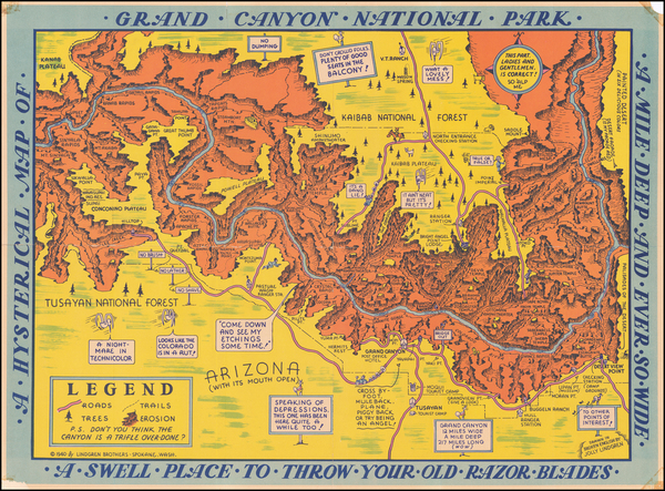 46-Southwest, Arizona, Nevada and Pictorial Maps Map By Lindgren Brothers