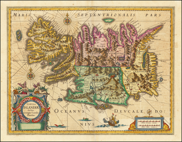 51-Iceland Map By Jodocus Hondius