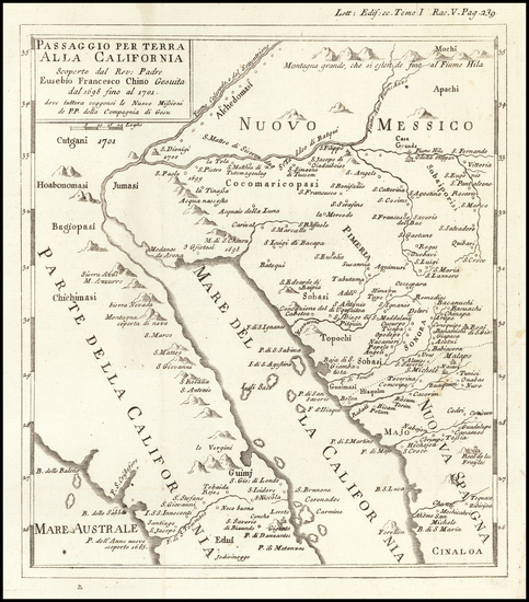 61-Southwest, Arizona, Mexico, Baja California and California Map By Fr. Eusebio Kino