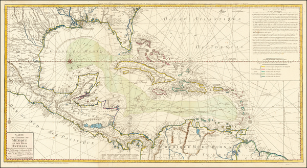 71-Florida, South, Southeast, Texas, Mexico, Caribbean and Central America Map By Philippe Buache 