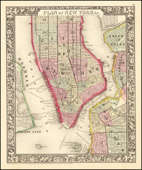 98-New York City Map By Samuel Augustus Mitchell Jr.