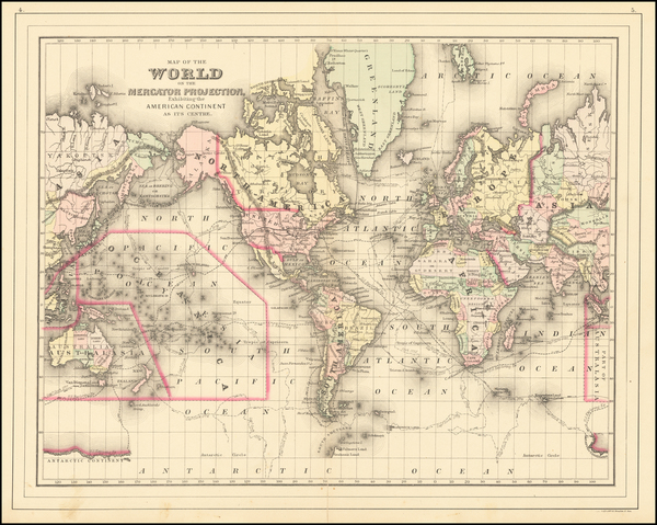 44-World and World Map By Samuel Augustus Mitchell Jr.