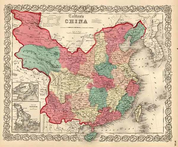 84-Asia, China and Korea Map By Joseph Hutchins Colton